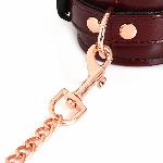 Шкіряні наручники Liebe Seele Wine Red Wrist Cuffs, знімний ланцюжок-кріплення - мініатюра 6