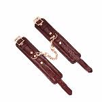 Шкіряні наручники Liebe Seele Wine Red Wrist Cuffs, знімний ланцюжок-кріплення - мініатюра 9