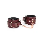 Шкіряні наручники Liebe Seele Wine Red Wrist Cuffs, знімний ланцюжок-кріплення - мініатюра 1