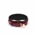 Шкіряний нашийник з повідцем Liebe Seele Wine Red Curved Collar, замок-сердечко - мініатюра 10