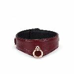Шкіряний нашийник з повідцем Liebe Seele Wine Red Curved Collar, замок-сердечко - мініатюра 9