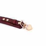 Шкіряний нашийник з повідцем Liebe Seele Wine Red Curved Collar, замок-сердечко - мініатюра 7