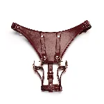 Шкіряні трусики для вібратора Liebe Seele Wine Red Forced Orgasm Strop, повністю регульовані - мініатюра 1