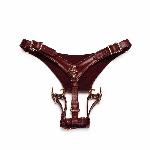 Шкіряні трусики для вібратора Liebe Seele Wine Red Forced Orgasm Strop, повністю регульовані - мініатюра 8