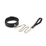 Нашийник з повідцем Liebe Seele Black Organosilicon Collar with Leash, екошкіра - мініатюра 1