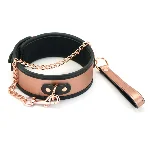 Широкий нашийник з повідцем Liebe Seele Rose Gold Memory Collar with Leash, натуральна шкіра - мініатюра 1