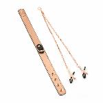 Нашийник із затискачами для сосків Liebe Seele Rose Gold Memory Collar with Nipple Clamps, шкіра - мініатюра 12
