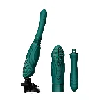 Компактна смарт секс-машина Zalo – Sesh Turquoise Green, 2 насадки, пульт ДК, кристал Swarovski - мініатюра 1
