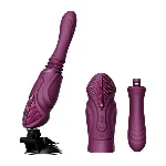 Компактна смарт секс-машина Zalo – Sesh Velvet Purple, 2 насадки, пульт ДК, кристал Swarovski - мініатюра 1