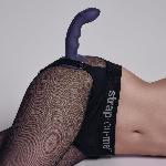 Насадка для страпона з подвійною точковою пульсацією Strap-On-Me TAPPING DILDO WAVE – NIGHT BLUE, М - мініатюра 2
