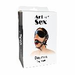 Кляп-маска Art of Sex - Deymon, екошкіра, колір чорний - мініатюра 2