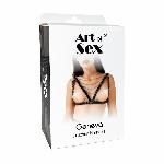 Жіноча портупея прикрашена кільцями Art of Sex - Geneva, колір Чорний, Натуральна шкіра, розмір L-2X - мініатюра 2