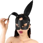 Шкіряна маска Зайчика Art of Sex - Bunny mask, колір Чорний - мініатюра 1