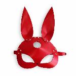 Шкіряна маска Зайчика Art of Sex - Bunny mask, колір Червоний - мініатюра 4