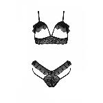 Еротичний комплект Passion DOLLY SET, S/M, black, з відкритими чашками - мініатюра 6