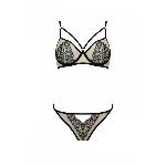 Комплект Passion LORINA SET, S/M, beige, бюстгальтер та трусики - мініатюра 4