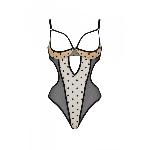 Еротичне боді Passion MARINA BODY, L/XL, beige, з відкритими чашками - мініатюра 6