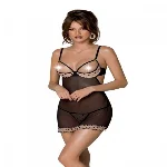 Еротичний пеньюар Passion MARINA CHEMISE, S/M, beige - мініатюра 1