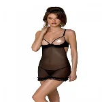 Еротичний пеньюар Passion MARINA CHEMISE, L/XL, black - мініатюра 1