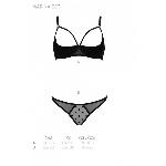 Еротичний комплект Passion MARINA SET WITH OPEN BRA, S/M, black, відкриті чашки - мініатюра 4
