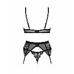 Комплект Obsessive Chemeris 3-pcs set XS/S, стрінги, пояс для панчіх, бюстгальтер - мініатюра 4