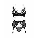 Комплект Obsessive Chemeris 3-pcs set M/L, стрінги, пояс для панчіх, бюстгальтер - мініатюра 3