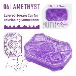 Унісекс-стимулятор Tenga UNI Amethyst, фіолетовий, візерунок у вигляді рельєфних квадратів, лубрикант у комплекті - мініатюра 5