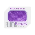 Унісекс-стимулятор Tenga UNI Amethyst, фіолетовий, візерунок у вигляді рельєфних квадратів, лубрикант у комплекті - мініатюра 1