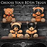 Плюшевий ведмедик HOODED Teddy Bear БДСМ у шкіряному капюшоні з повідцем, 23x16x12 см - мініатюра 4