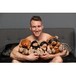 Плюшевий ведмедик HOODED Teddy Bear БДСМ у шкіряному капюшоні з повідцем, 23x16x12 см - мініатюра 2