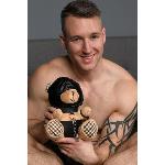 Плюшевий ведмедик HOODED Teddy Bear БДСМ у шкіряному капюшоні з повідцем, 23x16x12 см - мініатюра 3