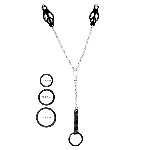 Затискач для сосків Art of Sex - Nipple Clamps for Men Black clover з ерекційними кільцями - мініатюра 1