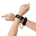 Наручники із екошкіри Art of Sex - Handcuffs Emoji, колір чорний - мініатюра 1