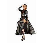Сукня-плащ з мокрим ефектом Noir Handmade F128C Powerwetlook gown coat, L - мініатюра 2