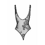 Боді Noir Handmade F242 Tulle body with patterned flock embroidery, M - мініатюра 5