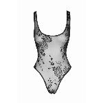Боді Noir Handmade F242 Tulle body with patterned flock embroidery, M - мініатюра 6