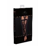 Панчохи без миска Noir Handmade F243 Tulle stockings with patterned flock embroidery, L - мініатюра 6