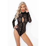 Боді під леопард Noir Handmade F287 Leopard flock bodysuit with long sleeves, XL, довгий рукав - мініатюра 4