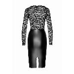 Сукня Noir Handmade F295 Euphoria, XL, black, мереживо, глибоке декольте, спідниця міді під латекс - мініатюра 5