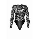 Боді Noir Handmade F296 Psyche, 3XL, мереживо, довгий рукав, низ під латекс, з доступом - мініатюра 7