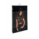 Топ Noir Handmade F303 Essence, XL, black, мереживний, короткий рукав, комір-стійка - мініатюра 6