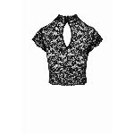 Топ Noir Handmade F303 Essence, 3XL, black, мереживний, короткий рукав, комір-стійка - мініатюра 5