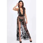 Сукня Noir Handmade F312 Divinity, XXL, black, прозора, до підлоги, відкрита спина, розріз збоку - мініатюра 3