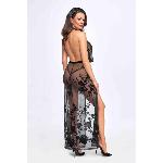 Сукня Noir Handmade F312 Divinity, 3XL, black, прозора, до підлоги, відкрита спина, розріз збоку - мініатюра 2