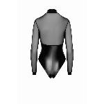 Боді Noir Handmade F321 Edge, XL, низ під латекс, верх сітка, блискавка на все тіло, декор кільця - мініатюра 8