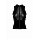 Топ Noir Handmade F324 Glam, 3XL, black, халтер, на блискавці, вінілові вставки, комір-стійка - мініатюра 6