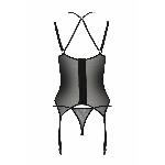 Корсет Passion DROSERA CORSET black, S/M, з кріпленнями для панчіх, трусики в комплекті - мініатюра 4