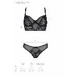 Комплект Passion DROSERA SET black S/M, сітка+мереживо, бюстьє та трусики танга - мініатюра 5