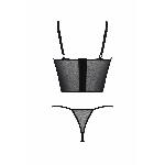 Комплект Passion KERRIA SET black, S/M, сітка+мереживо, бюстьє та стрінги - мініатюра 4