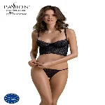 Комплект Passion KERRIA SET black, S/M, сітка+мереживо, бюстьє та стрінги - мініатюра 1